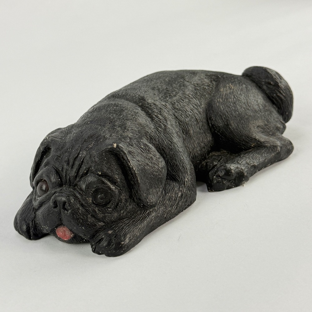 Sandicast Black Pug Sculpture Vintage 1982 Sandra Brue Hand Painted Figurine 151